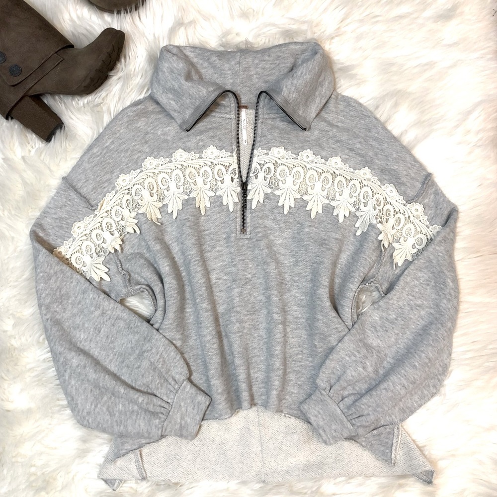 Free People Half Zip Pullover Sweater - Sweatshirt